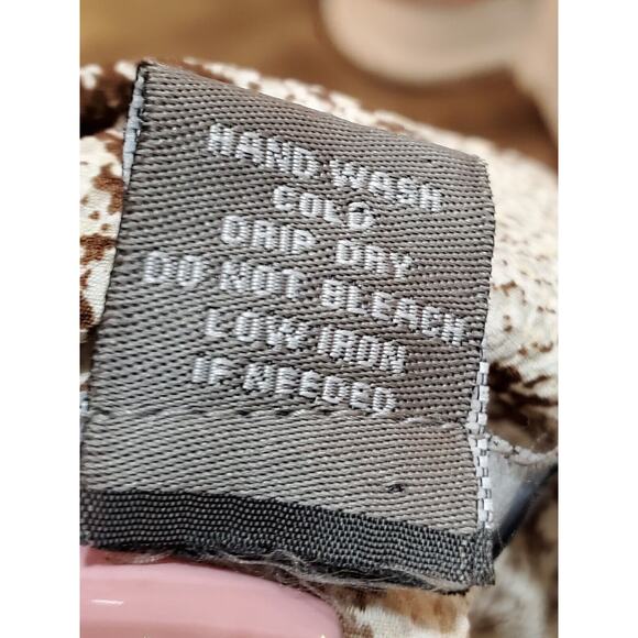 Angle Women's White & Brown Polyester Collared Short Sleeve Knee Length Dress M - Picture 10 of 10